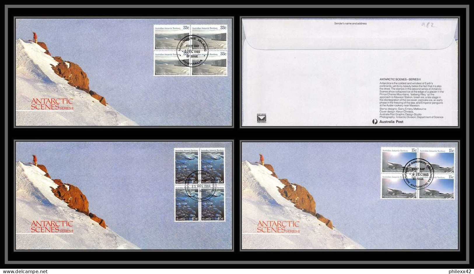 0982 Antarctic Polar Antarctica Australian Antarctic Territory Lettre (cover) Scenes Serie 2 1985 3 Lettre (cover) - Cartas & Documentos