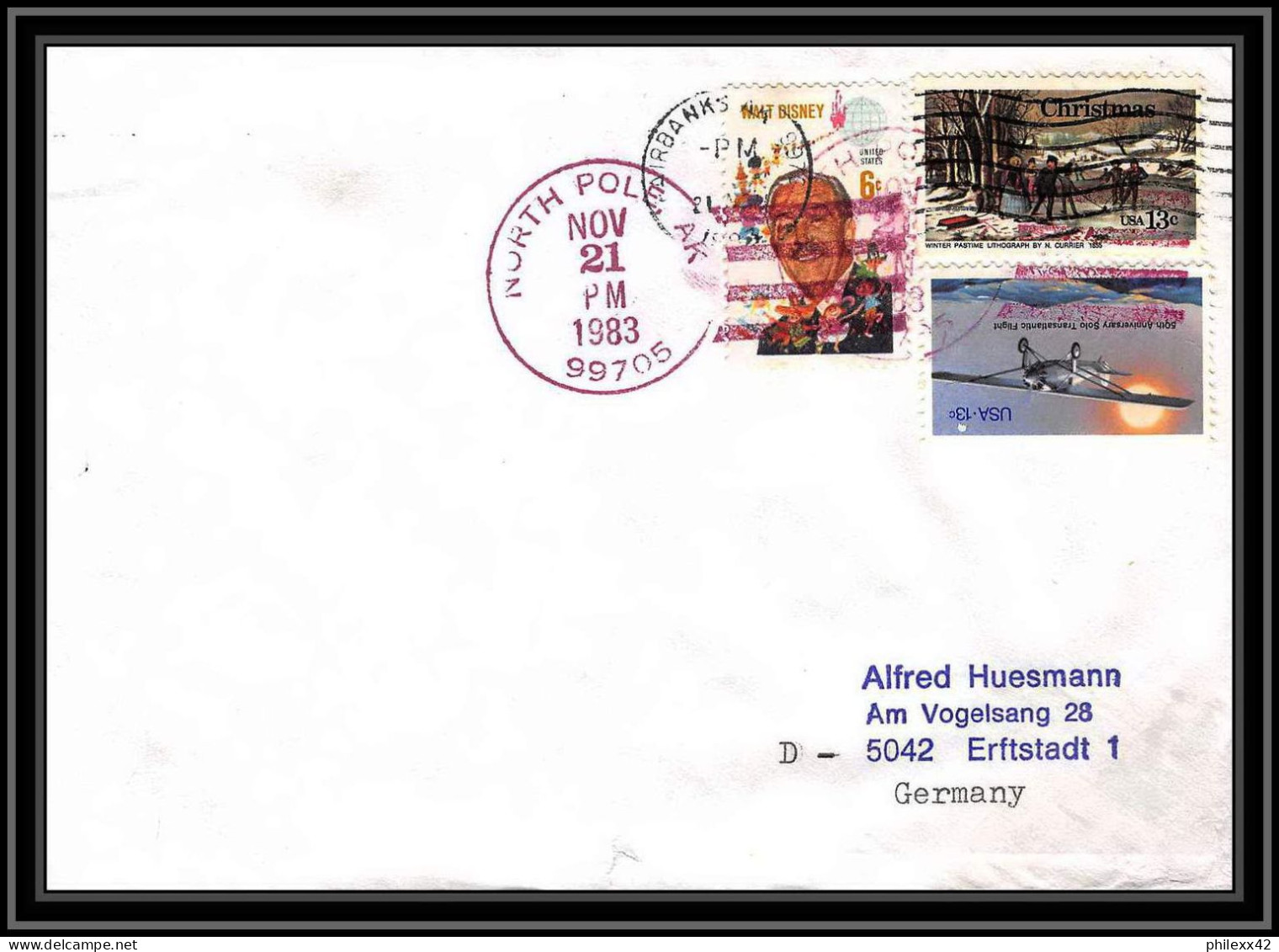 0851 USA Antarctic Lettre (cover) 1983 NORTH POLE - Storia Postale