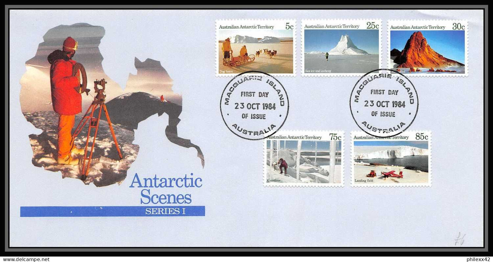 0977 Antarctic Polar Antarctica australian Antarctic territory Lettre (cover) scenes 1984 / 1985 4 dates