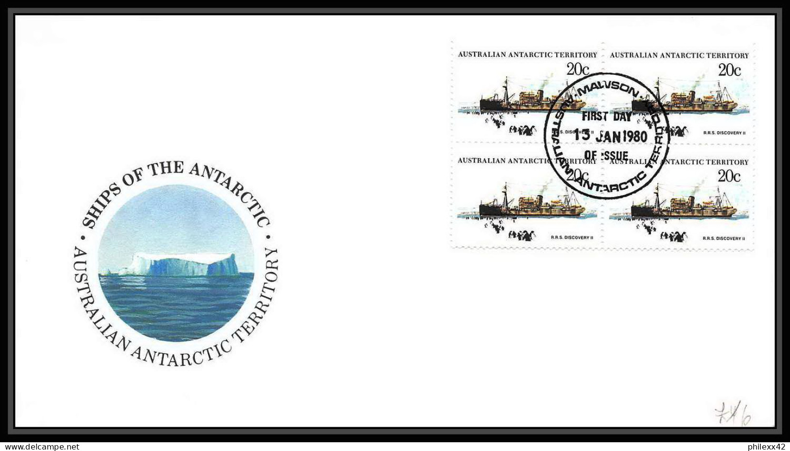 0950 Antarctic Polar Antarctica Australian Antarctic Territory 6 Lettre (cover) Bateau (bateaux Ship Ships) Bloc 4 1980 - Covers & Documents