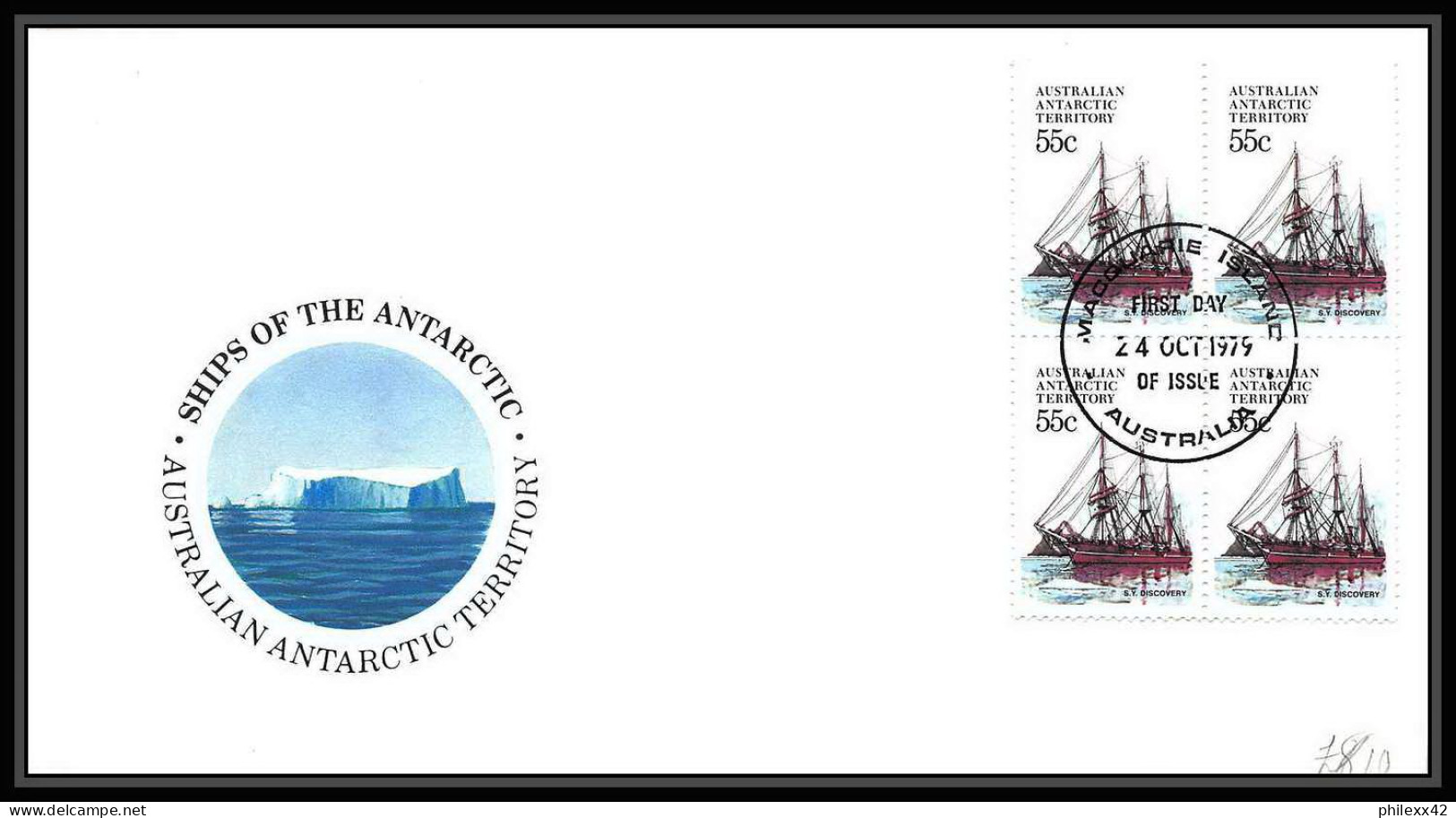 0950 Antarctic Polar Antarctica australian Antarctic territory 6 Lettre (cover) bateau (bateaux ship ships) Bloc 4 1980