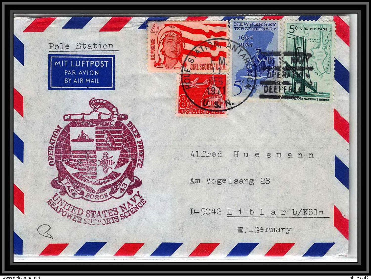 0827 USA Antarctic Lettre (cover) 1971 POLE STATION  - Storia Postale