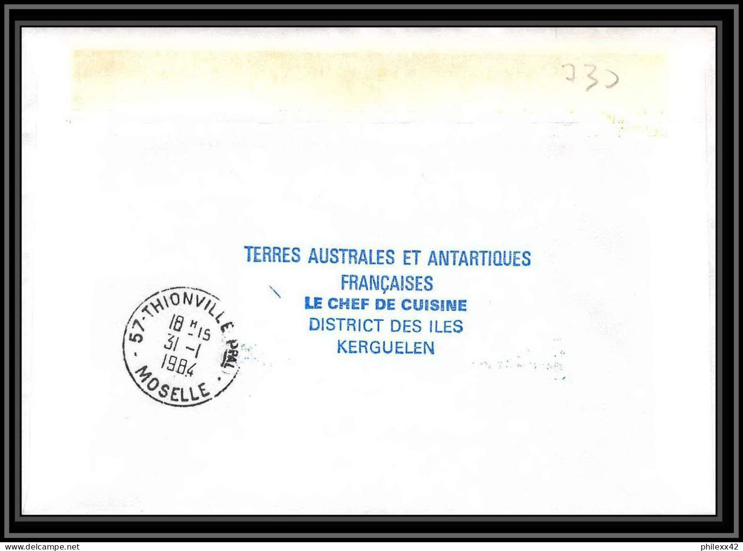 0730 Taaf Terres Australes Antarctic Lettre (cover) 18/11/1983 ENGINISTE KER MACON Chef Cuisine - Covers & Documents