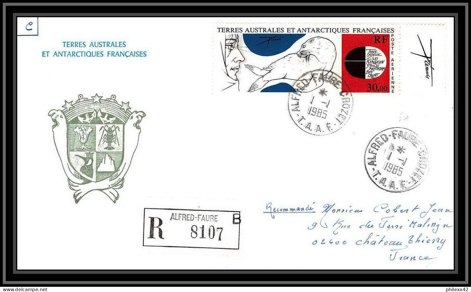 0235 Taaf Terres Australes Antarctic Lettre (cover) 01/01/1985 Recommandé - Covers & Documents