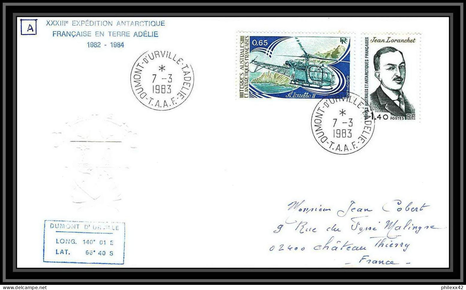 0198 Taaf Terres Australes Antarctic Lettre (cover) 07/03/1983 - Covers & Documents