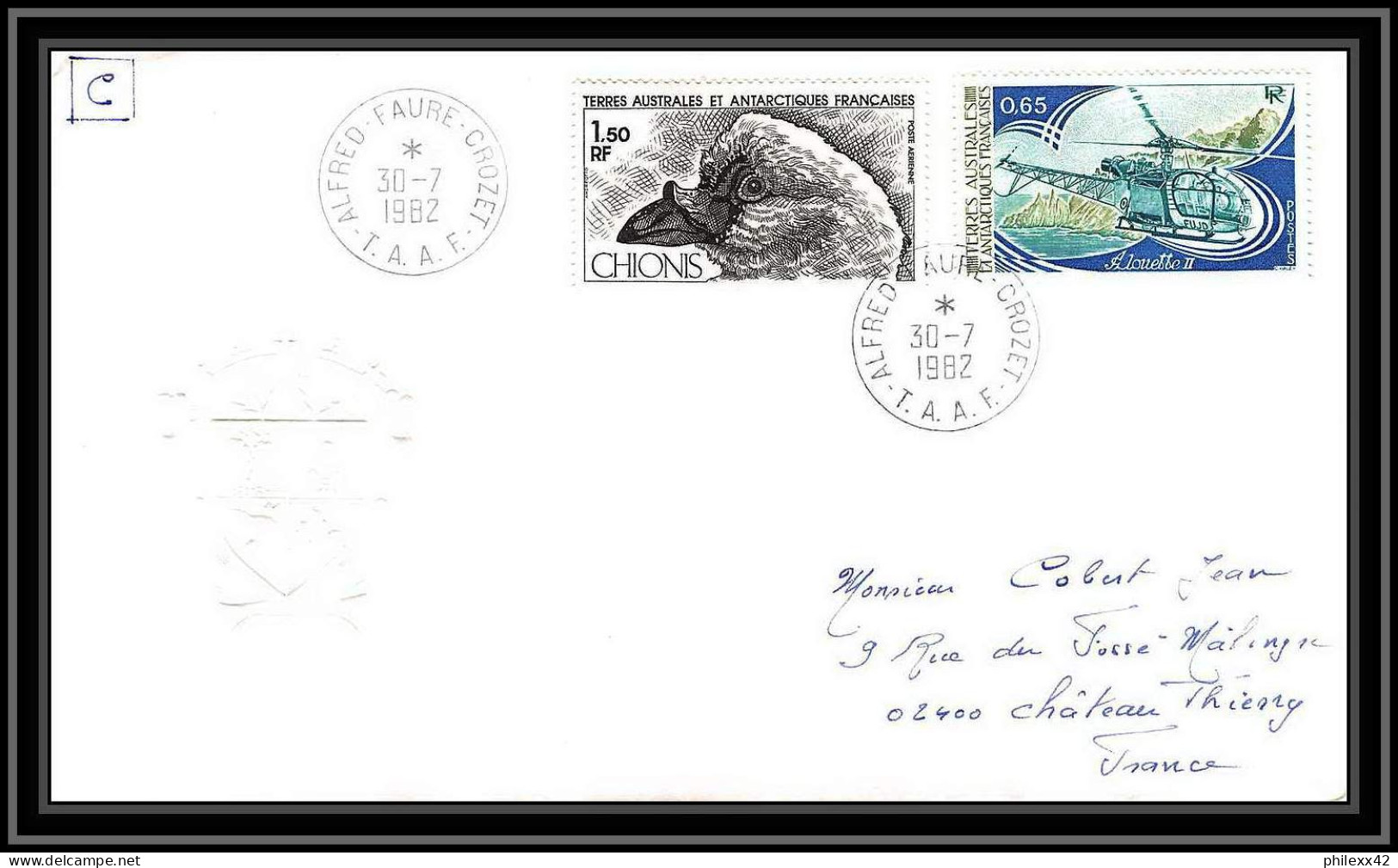 0160 Taaf Terres Australes Antarctic Lettre (cover) 30/07/1982 - Covers & Documents