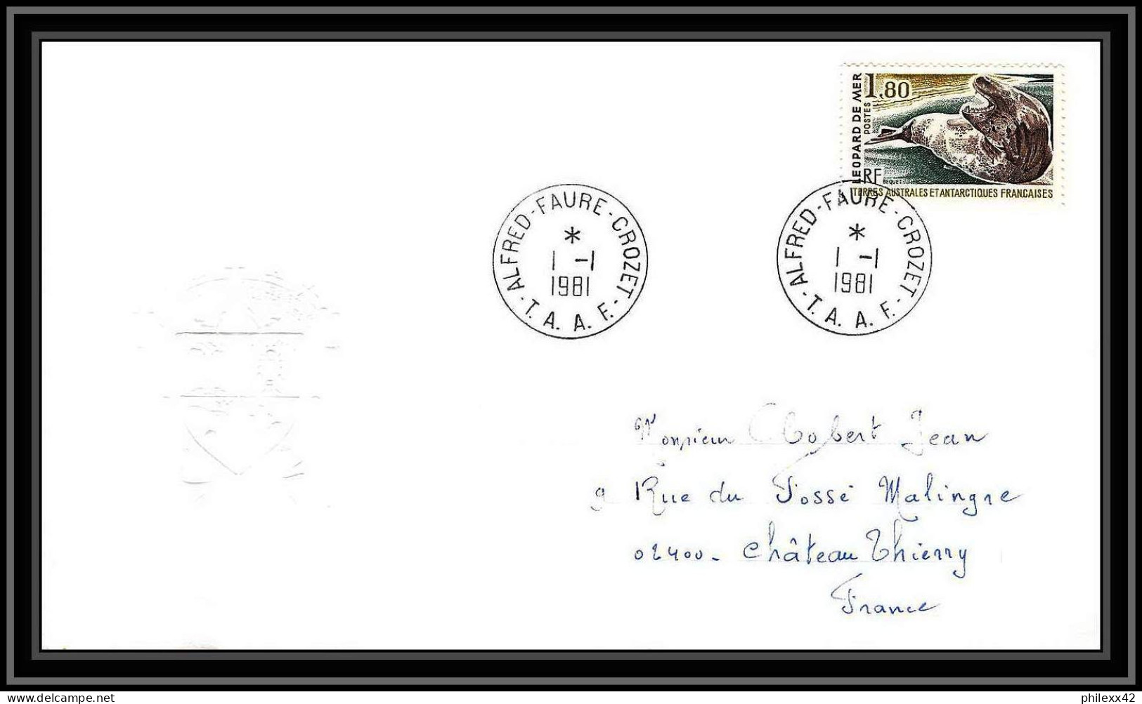 0126 Taaf Terres Australes Antarctic Lettre (cover) 01/01/1981 FAUNE LEOPARD DE MER - Briefe U. Dokumente