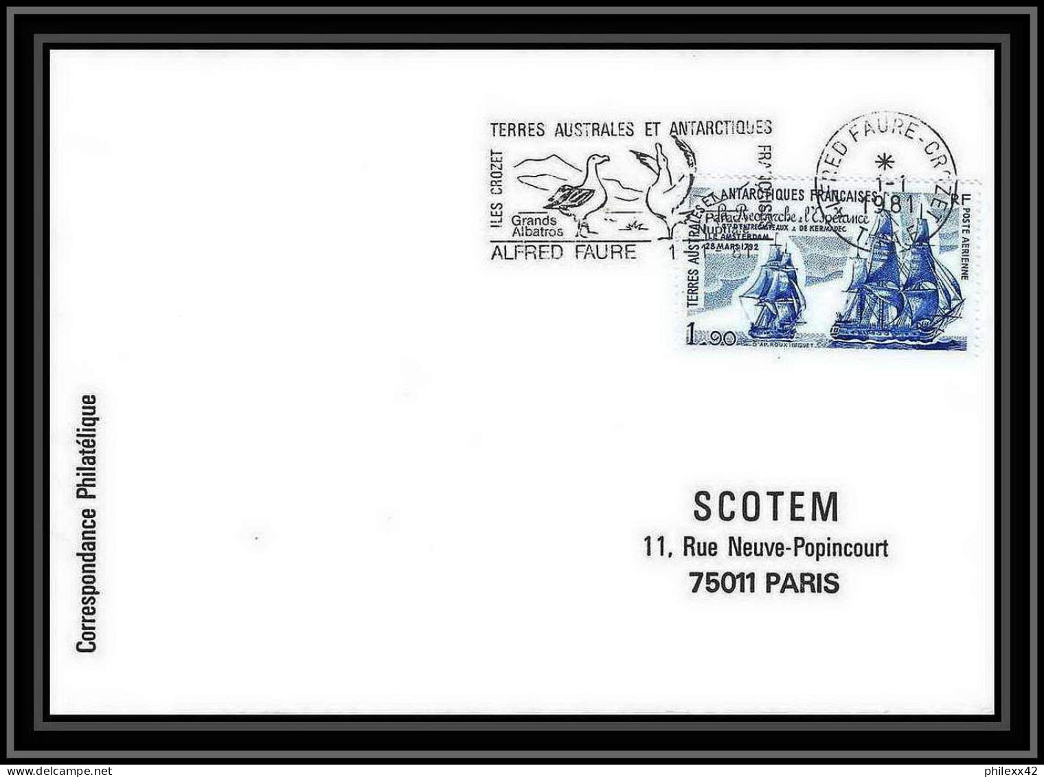 0105 Taaf Terres Australes Antarctic Lettre (cover) 01/01/1981 N° 58 Bateau (bateaux Ship Ships)  - Covers & Documents