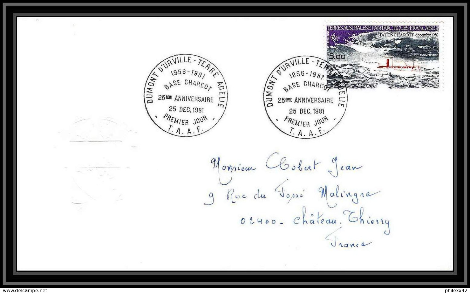 0100 Taaf Terres Australes Antarctic Lettre (cover) 25/12/1981 N°PA 65 STATION CHARCOT - Covers & Documents