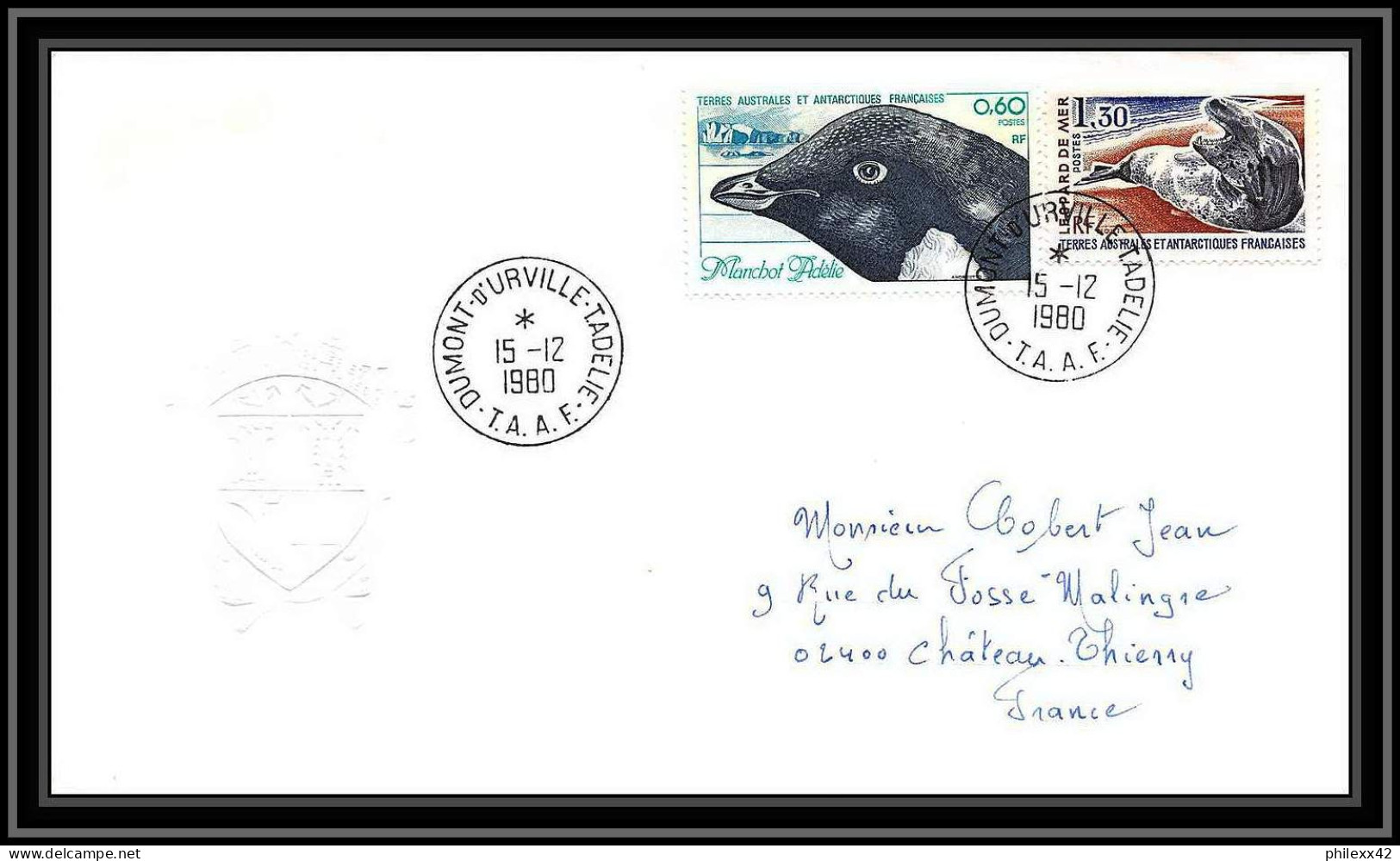 0095 Taaf Terres Australes Antarctic Lettre (cover) 15/12/1980 - Covers & Documents