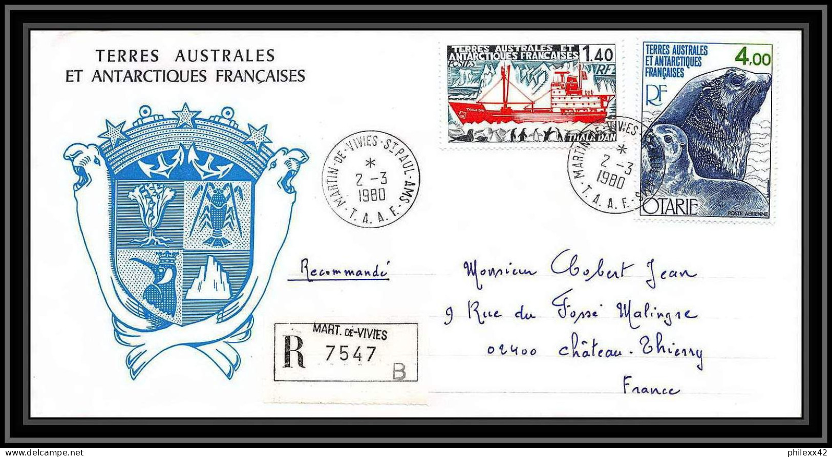 0090 Taaf Terres Australes Antarctic Lettre (cover) 02/03/1980 Recommandé - Covers & Documents