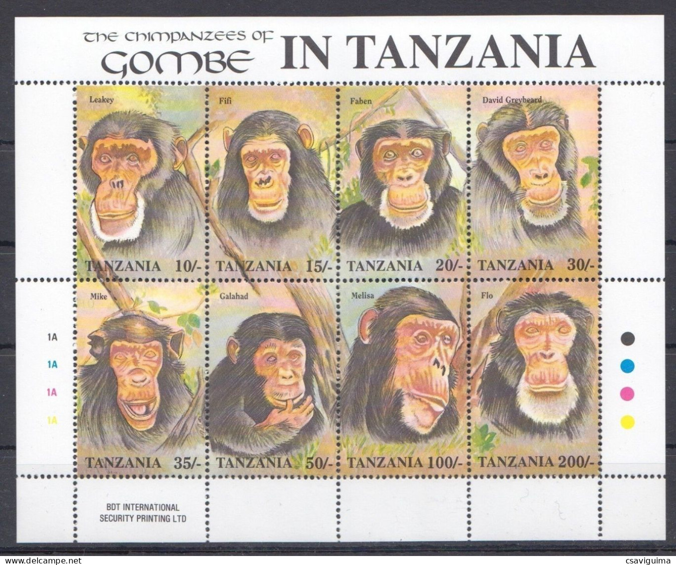 Tanzania - 1992 - Chimpanzees - Yv 1029/36 - Scimpanzé