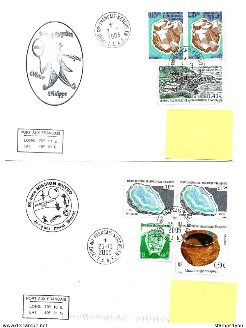 PO - 37 - 4 Plis Kerguelen Avec Cachets Illustrés - Briefe U. Dokumente