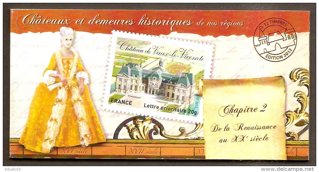 2012- Carnet Adhésif- CHATEAUX Et DEMEURES (n°2) -N° BC 726 -NEUF -LUXE ** NON Plié - Commemoratives