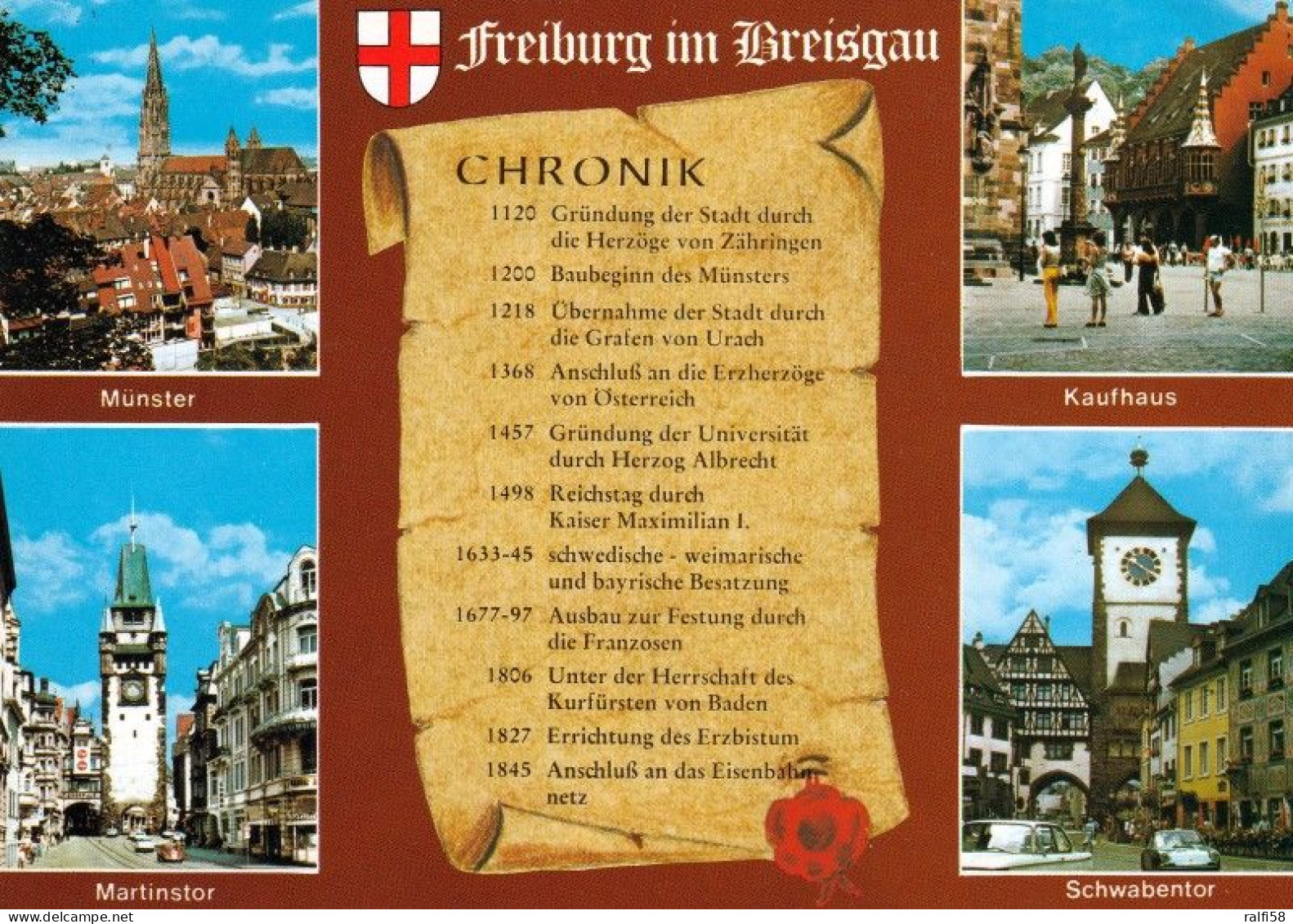 3 AK Germany / Baden-Württemberg * 3 Chronikkarten Von Freiburg Im Breisgau * - Freiburg I. Br.