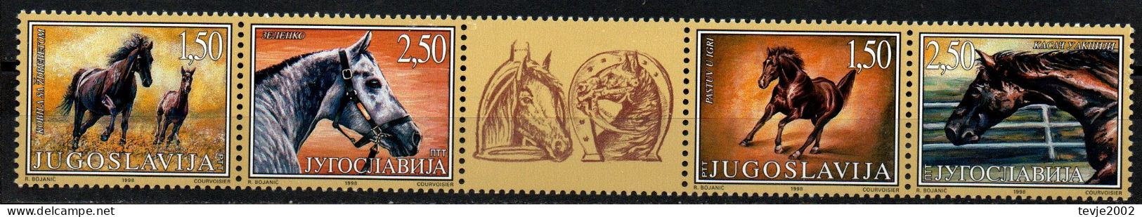 Jugoslawien 1998 - Mi.Nr. 2849 - 2852 - Postfrisch MNH - Tiere Animals Pferde Horses - Chevaux
