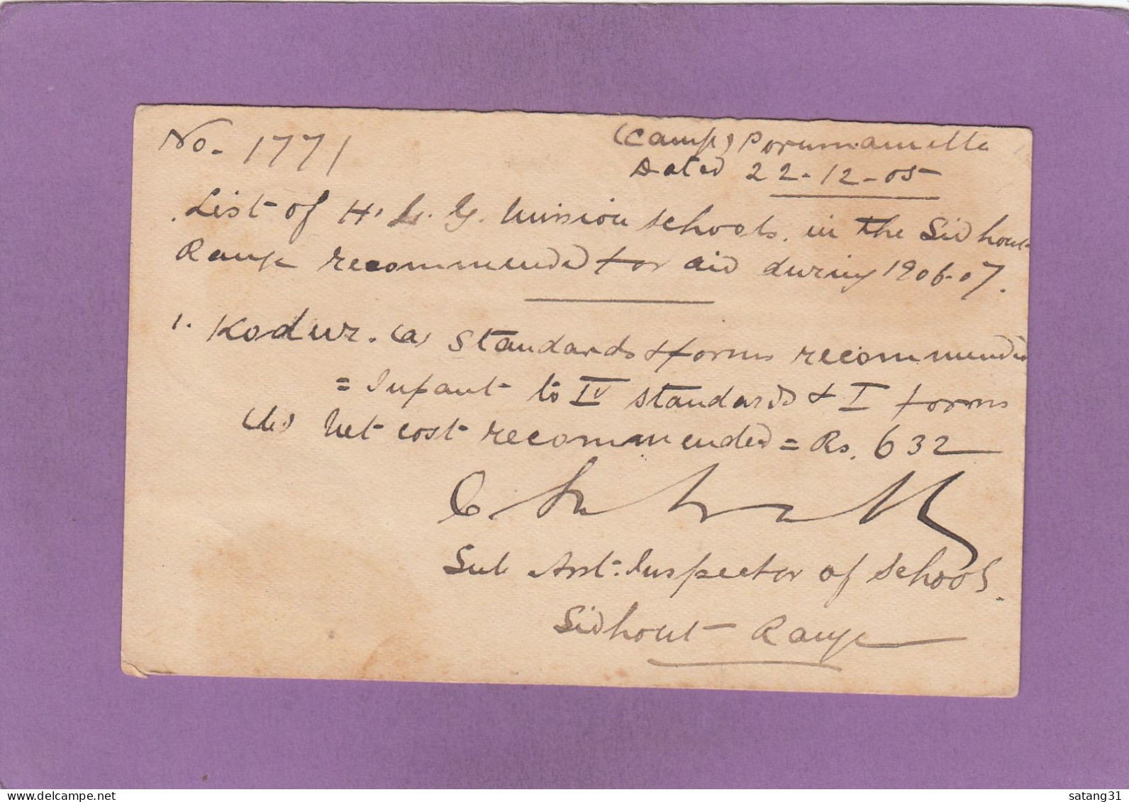 ENTIER POSTAL DE SERVICE ET DE BADVEL POUR KODUR. - 1902-11  Edward VII