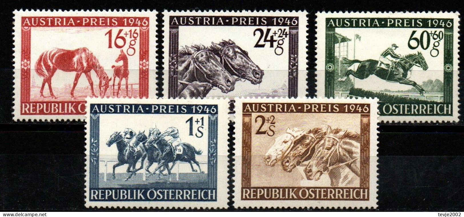 Österreich 1946 - Mi.Nr. 785 - 789 - Postfrisch MNH - Tiere Animals Pferde Horses Sport Reiten Riding - Hípica