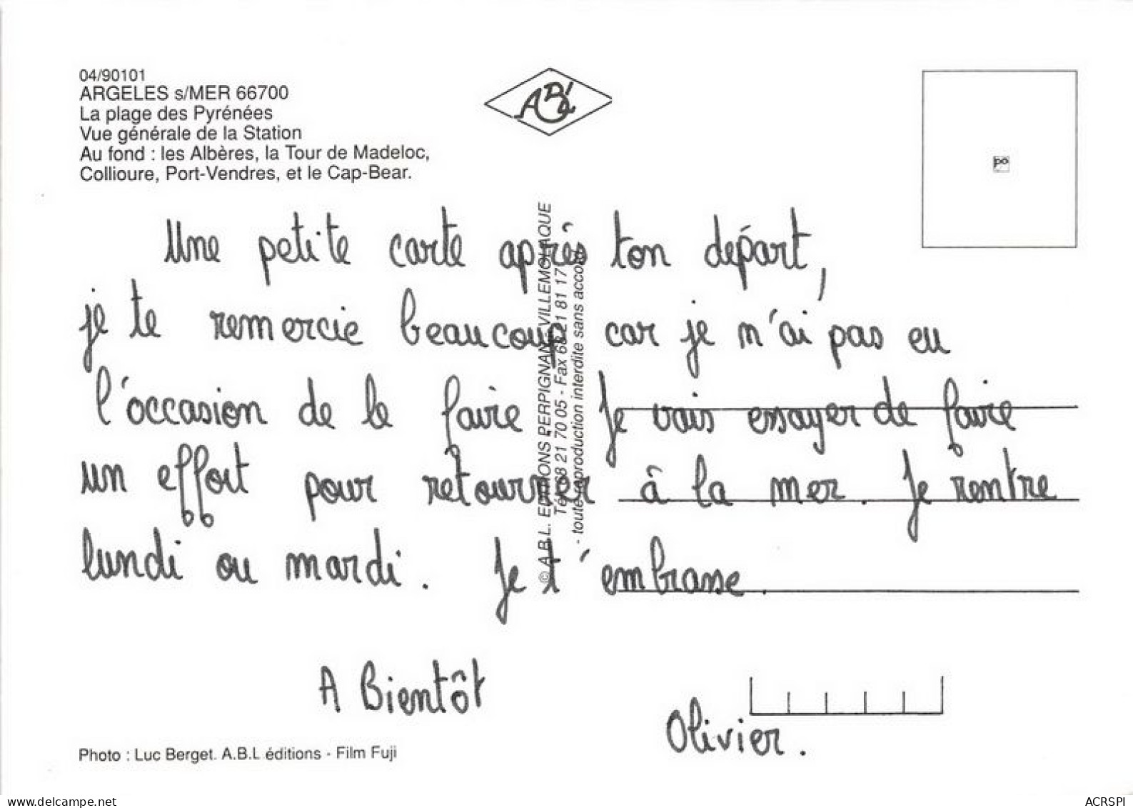 ARGELES S MER La Plage Des Pyrenees Vue Generale De La Station Au Fond Les Alberes La Tour 23(scan Recto-verso) MA1014 - Argeles Sur Mer