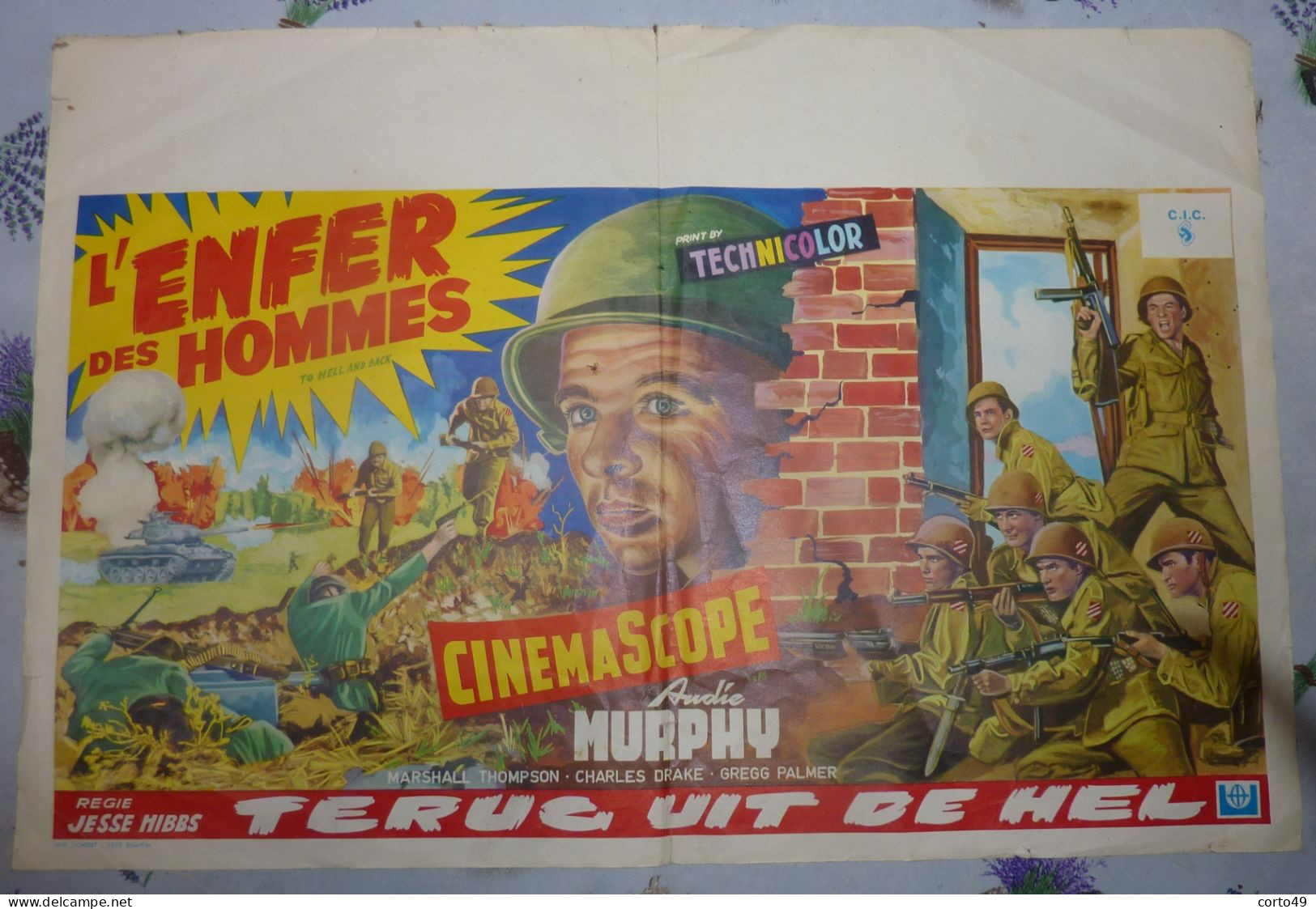 AFFICHE De CINEMA " L' ENFER DES HOMMES "- ANDIE MURPHY - " TERUG UIT DE HEL " - Voir Les 4 Scans ! - Posters