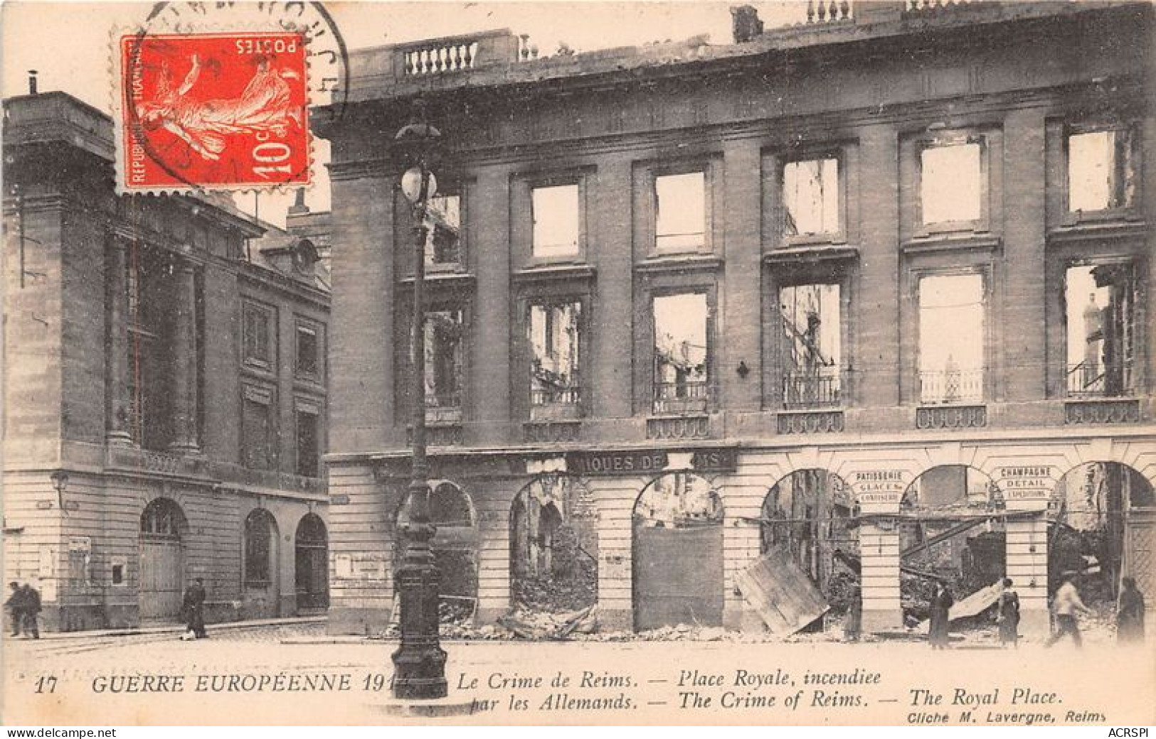 Le Crime De REIMS Place Royale Incendiee Par Les Allemands 22(scan Recto-verso) MA1002 - Reims