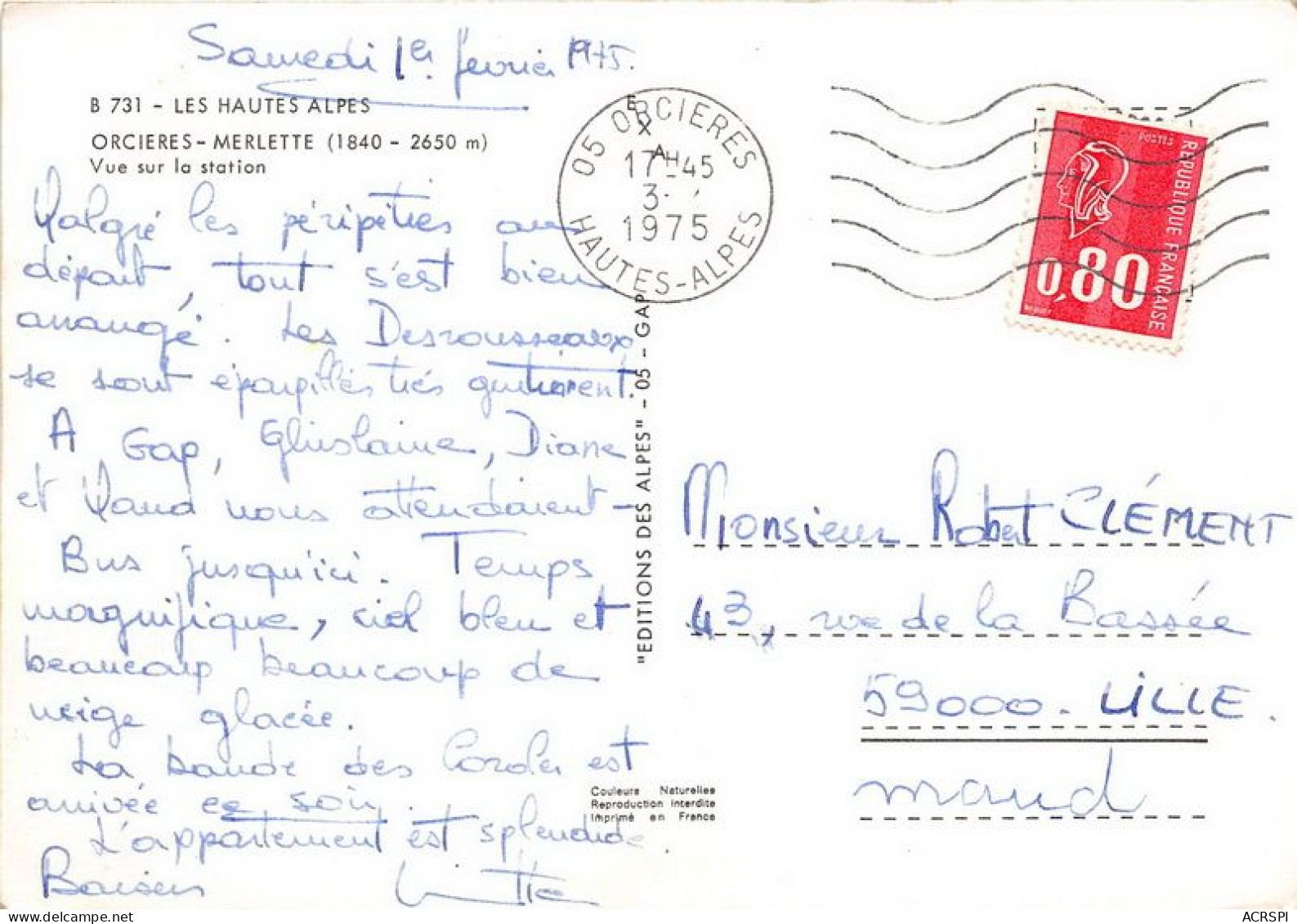 ORCIERES MERLETTE 1840 2650m Vue Sur La Station 1(scan Recto-verso) MA1000 - Orcieres