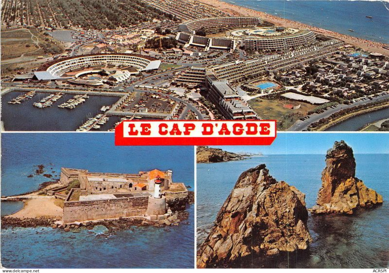 LE CAP D AGDE Le Centre Helio Marin Le Fort Brescou Les Rochers Des Deux Freres 28(scan Recto-verso) MA1033 - Agde