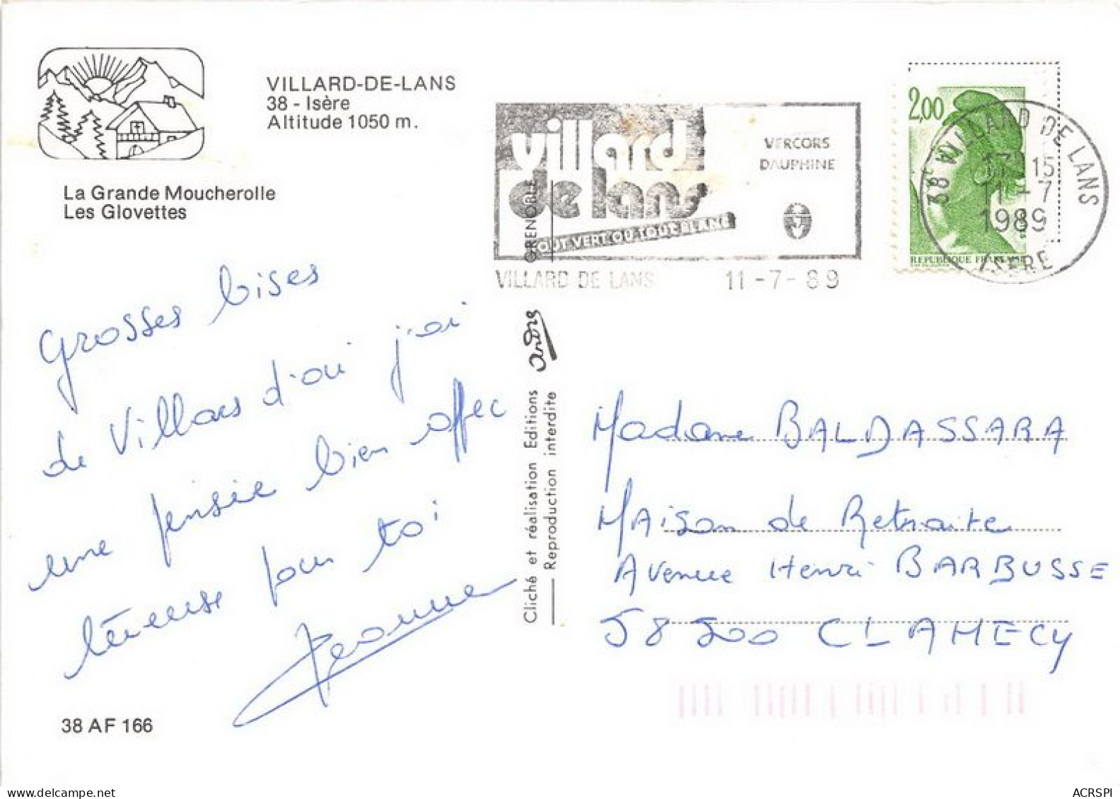 VILLARD DE LANS Altitude 1050m La Grande Moucherolle Les Glovettes 10(scan Recto-verso) MA1032 - Villard-de-Lans