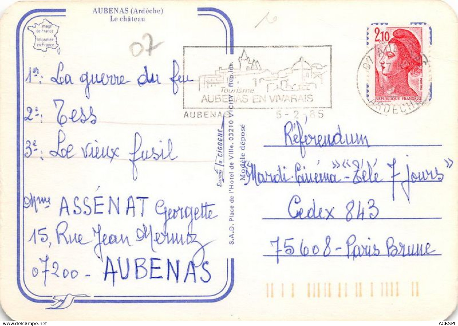 AUBENAS Le Chateau 23(scan Recto-verso) MA1057 - Aubenas
