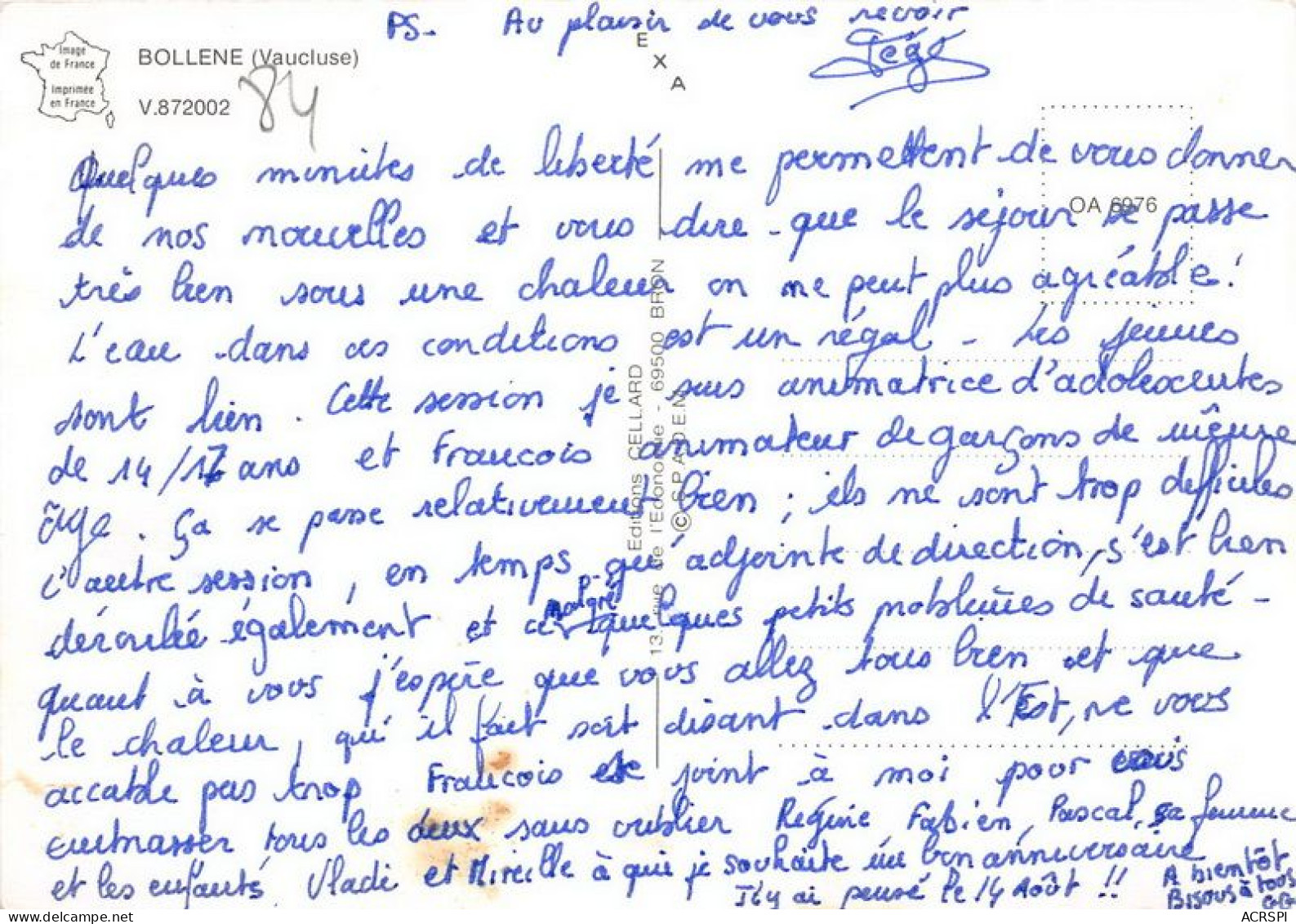 BOLLENE 14(scan Recto-verso) MA1052 - Bollene