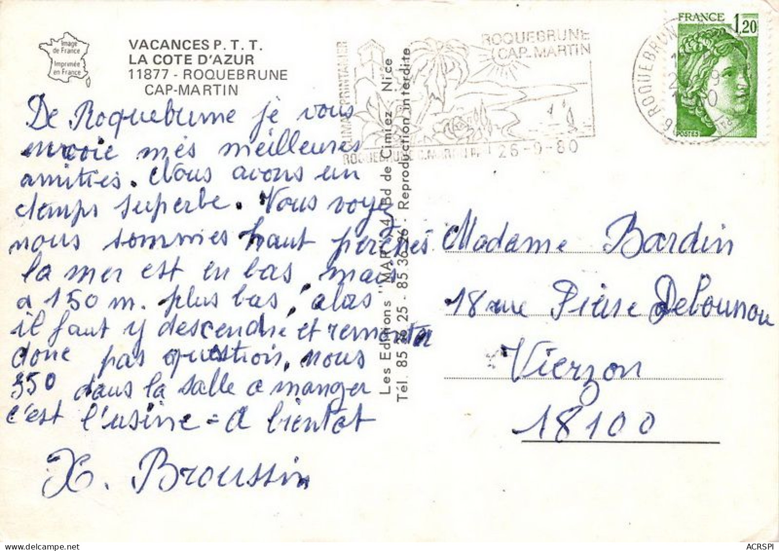 ROQUEBRUNE CAP MARTIN 21(scan Recto-verso) MA1043 - Roquebrune-Cap-Martin