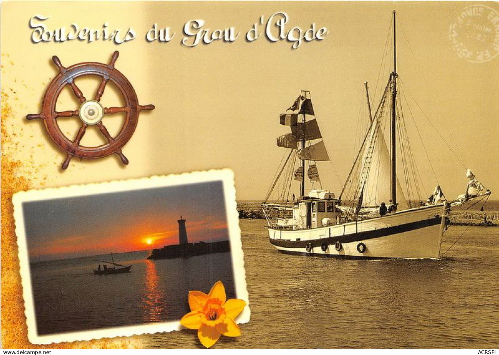 LE GRAU D AGDE Station Balneaire De La Mediterranee Coucher De Soleil Sur Le Phare 12(scan Recto-verso) MA1041 - Agde