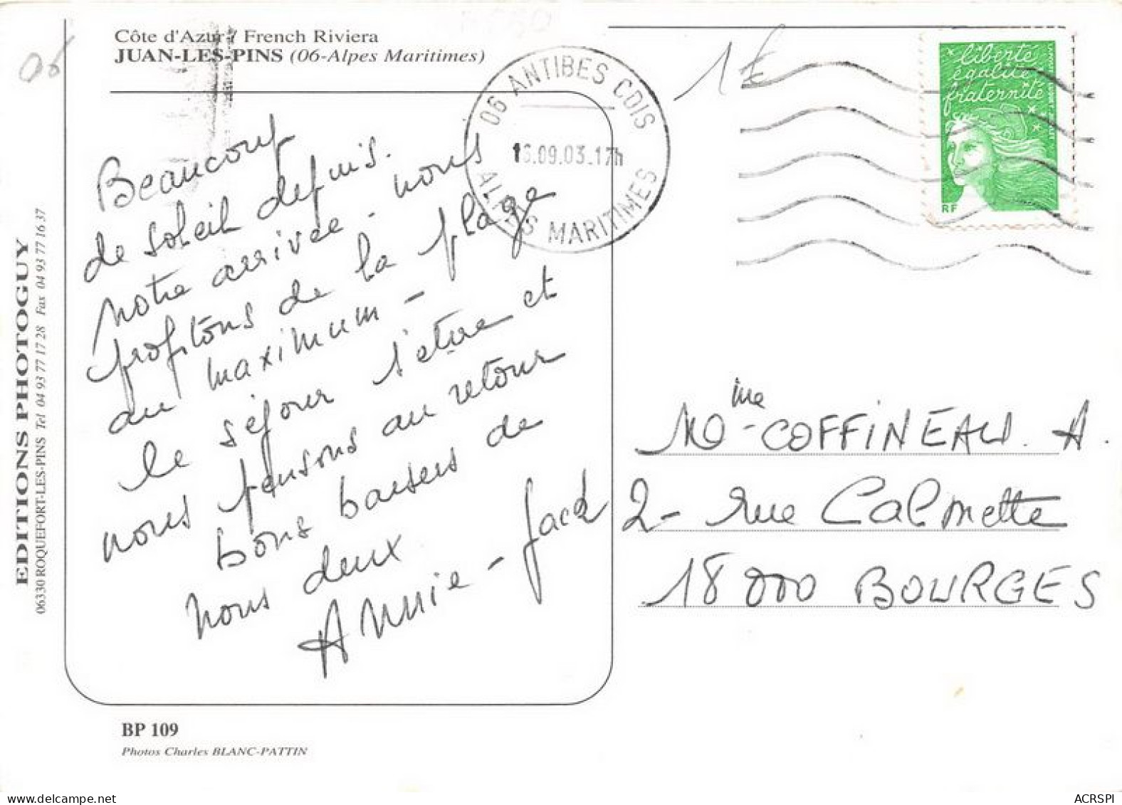 JUAN LES PINS 9(scan Recto-verso) MA1076 - Juan-les-Pins