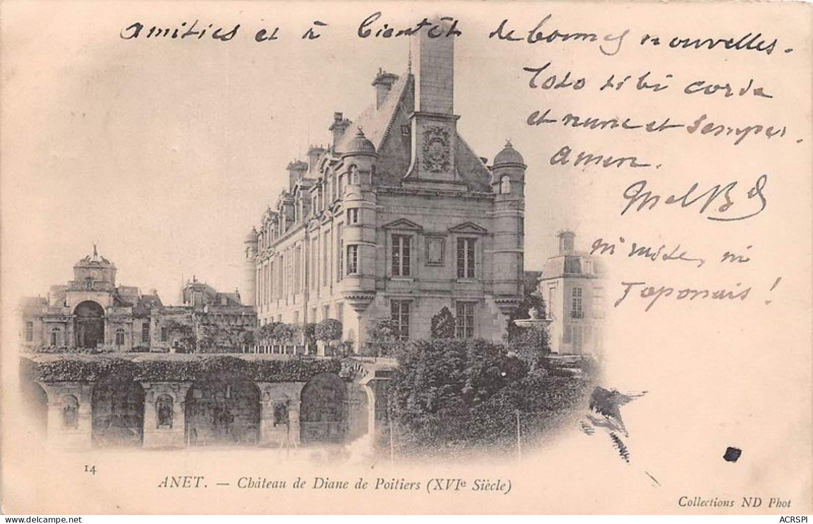 ANET Chateau De Diane De Poitiers XVIe Siecle 9(scan Recto-verso) MA1071 - Anet