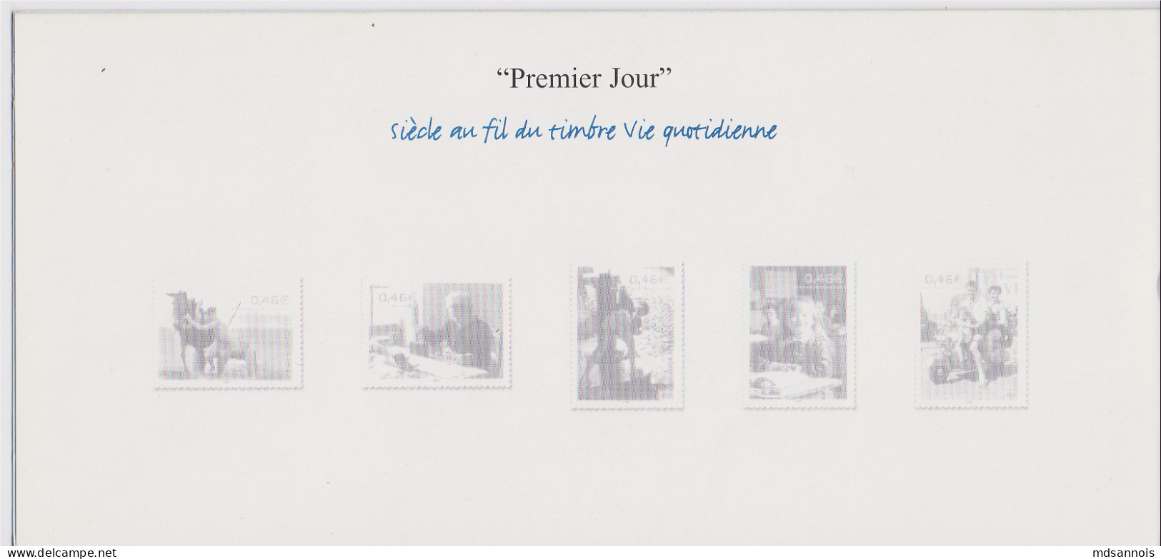 Carton Invitation Vente Du Premier Jour Instant De Vie Siècle Au Fil Du Timbre Vie Quotidienne - Documents De La Poste