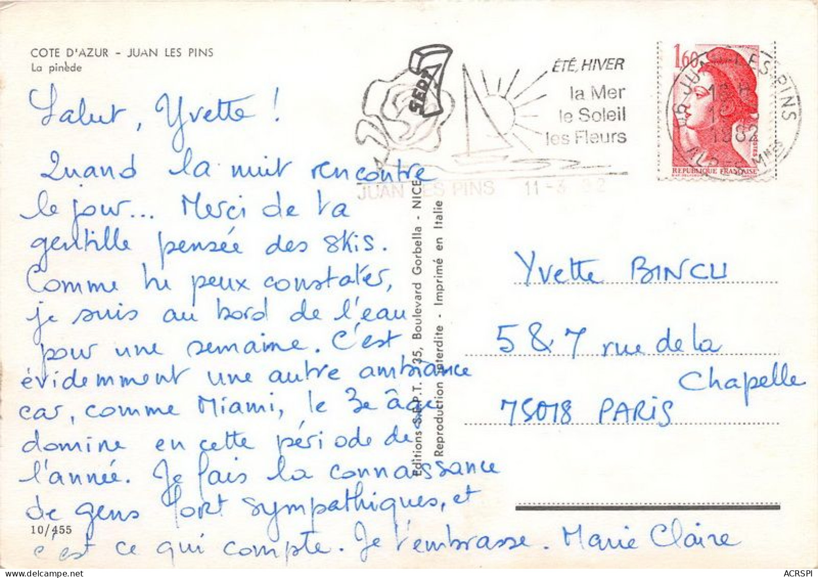 ANTIBES JUAN LES PINS La Pinede 28(scan Recto-verso) MA1060 - Juan-les-Pins