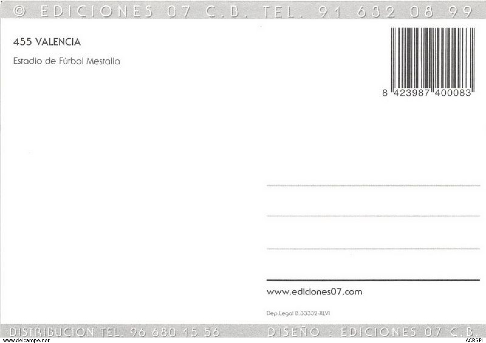VALENCIA Estadio De Futbol Mestralla 3(scan Recto-verso) MA1092 - Valencia
