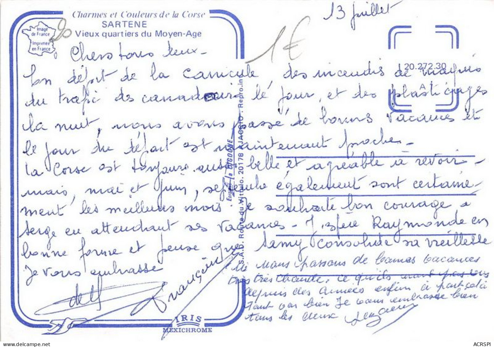 SARTENE Vieux Quartiers Du Moyen Age 3(scan Recto-verso) MA1080 - Sartene