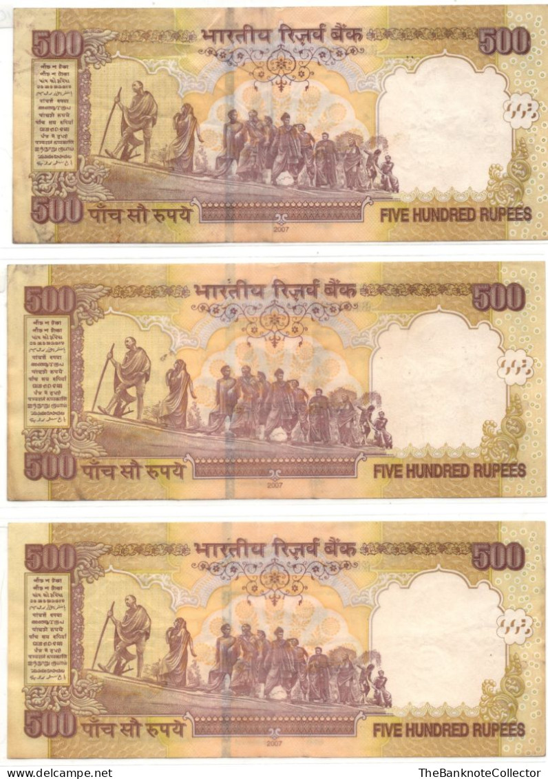 INDIA 500 Rupees 2007  P-99  Extreme Fine No Pinholes - India