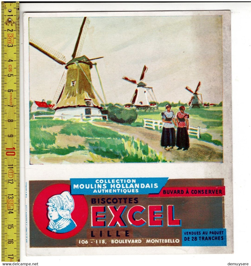 SOLDE 2004 - BUVARD - BISCUITS EXCEL - COLLECTION MOULINS  HOLLANDAISE AUTHENTIQUE - Publicités