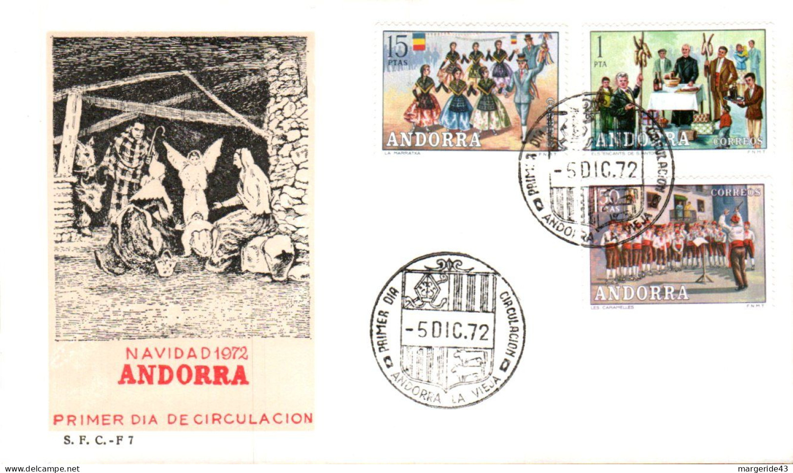 ANDORRE ESPAGNOL LOT 35  FDC DIFFERENTS