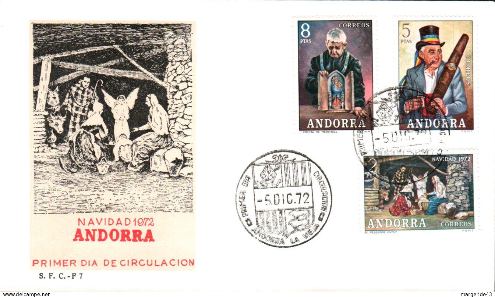 ANDORRE ESPAGNOL LOT 35  FDC DIFFERENTS