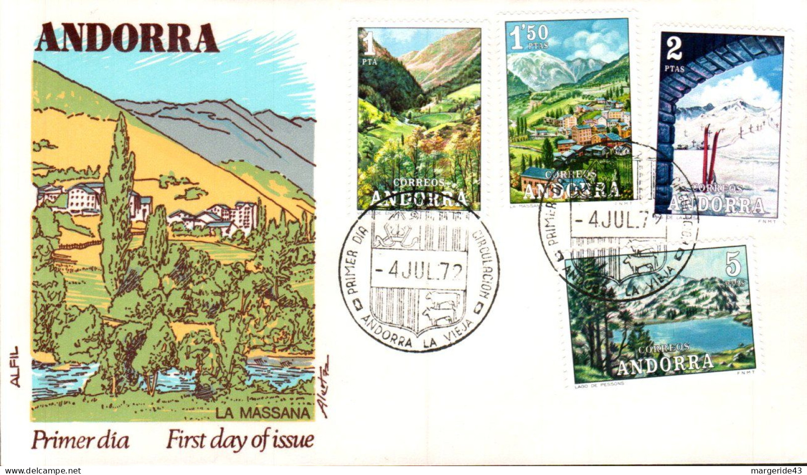 ANDORRE ESPAGNOL LOT 35  FDC DIFFERENTS