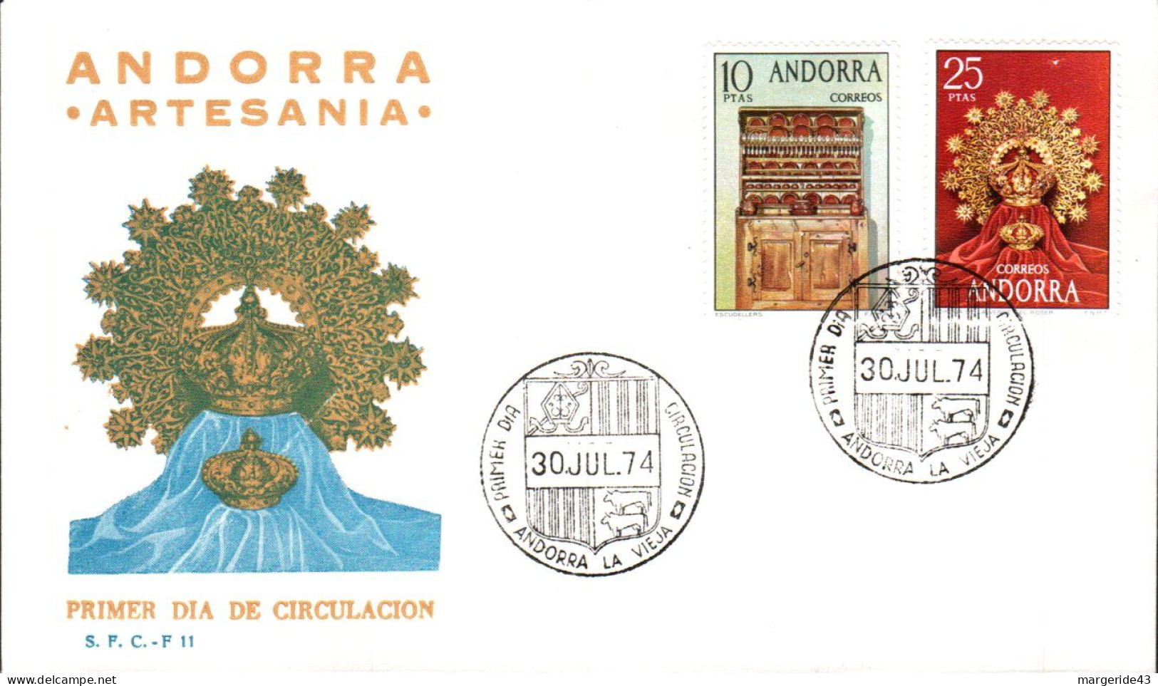 ANDORRE ESPAGNOL LOT 35  FDC DIFFERENTS