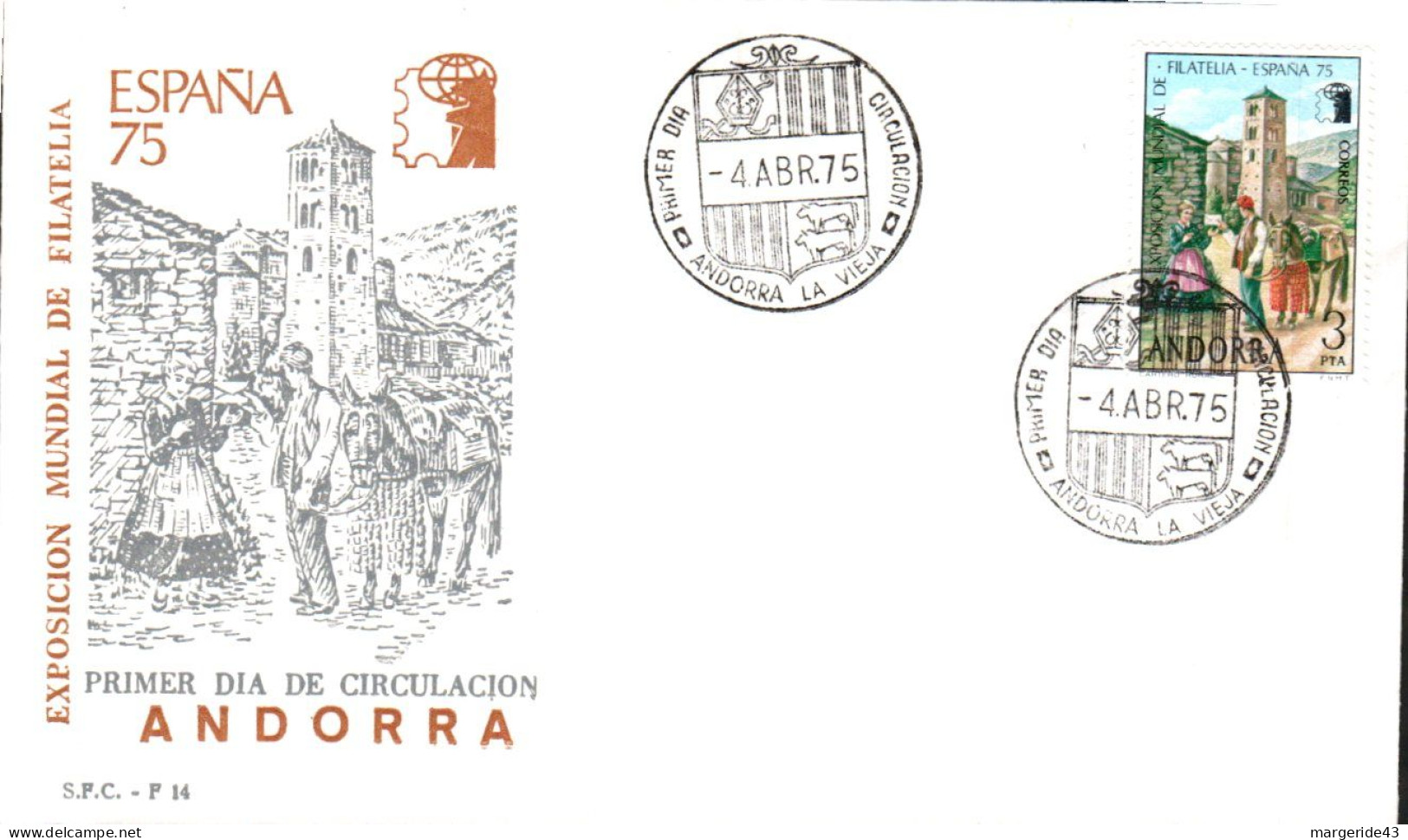 ANDORRE ESPAGNOL LOT 35  FDC DIFFERENTS