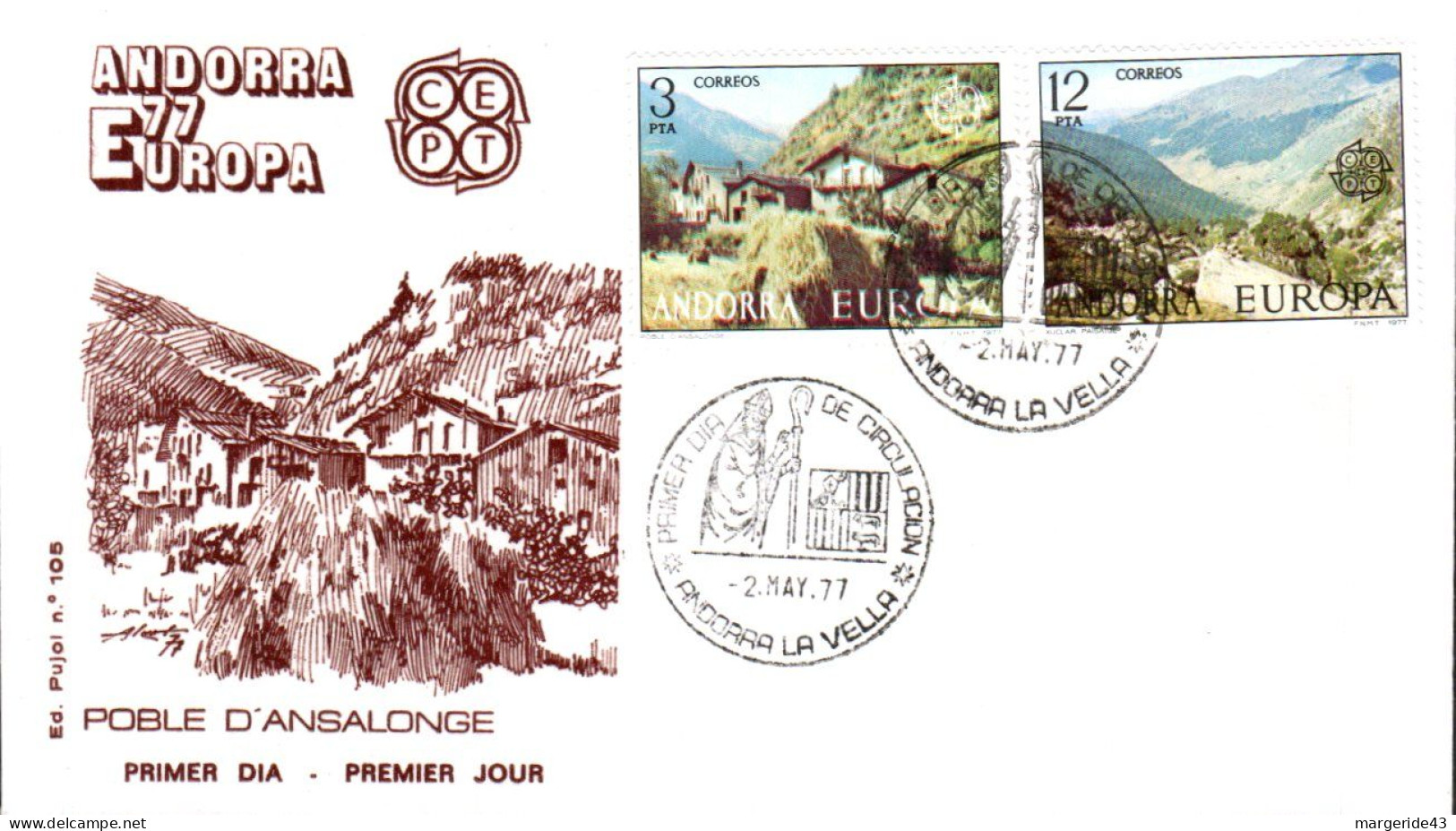 ANDORRE ESPAGNOL LOT 35  FDC DIFFERENTS