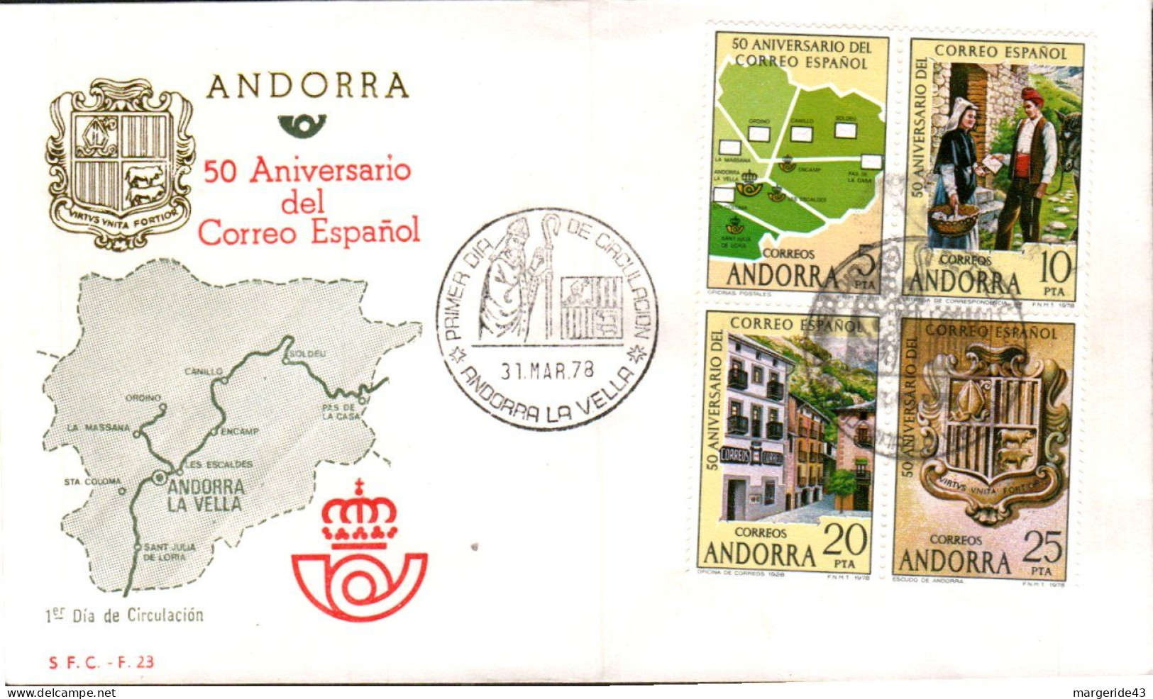 ANDORRE ESPAGNOL LOT 35  FDC DIFFERENTS