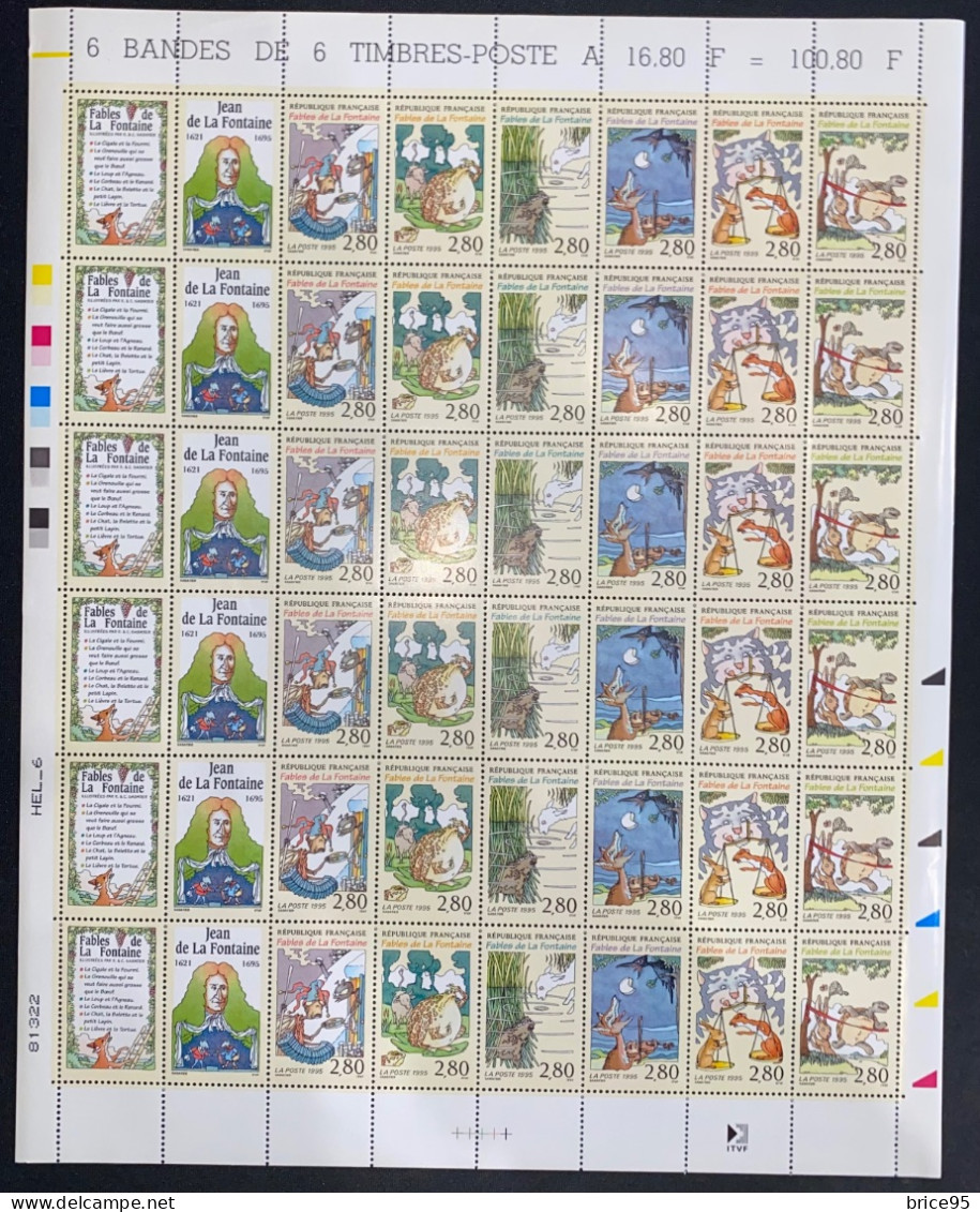 France - YT Nº 2958 à 2963 ** - Neuf Sans Charnière - Feuille Complète - 1995 - Full Sheets