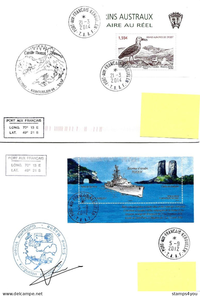 PO - 41 - 4 Plis Kerguelen Avec Cachets Illustrés - Storia Postale