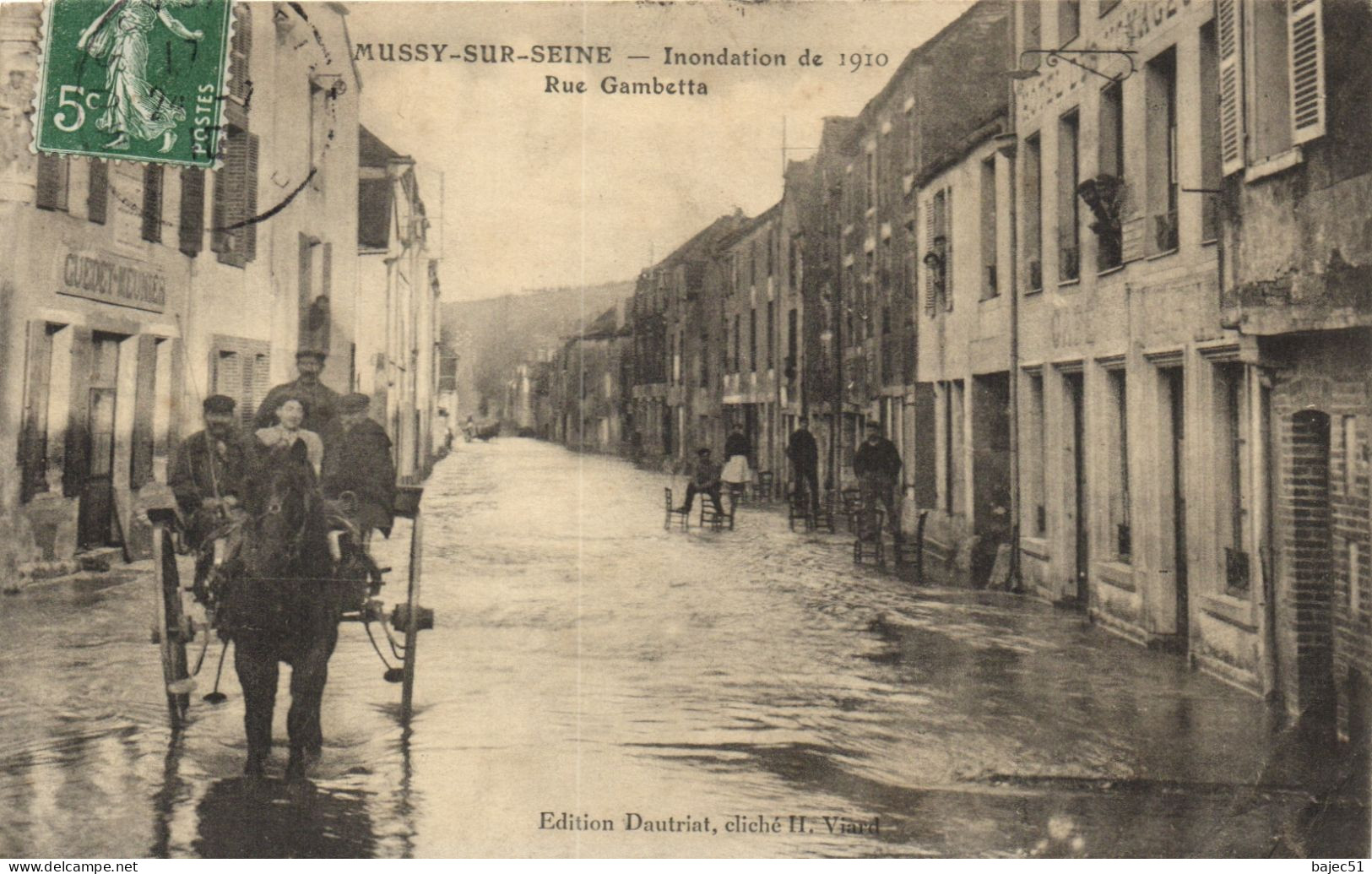 Mussy Sur Seine - Inondation De 1910 - Rue Gambetta - Mussy-sur-Seine